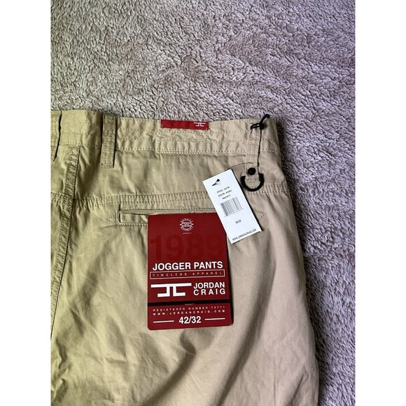 Jordan Craig Joggers Pants Mens Size 42x32 Tan Khaki Cotton Pockets Tapered Leg - Picture 15 of 16